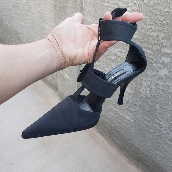 SERGIO ROSSI Black Fabric Double Buckle‎ Ankle STRAP Sandals Heels - Picture 13 of 13